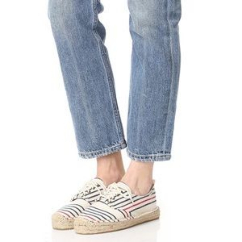 SOLUDOS Oxford Lace-up Platform Espadrilles Striped NWOB 9.5